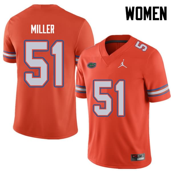 Women's NCAA Florida Gators Ventrell Miller #51 Stitched Authentic Jordan Brand Orange College Football Jersey NFF4665ZP